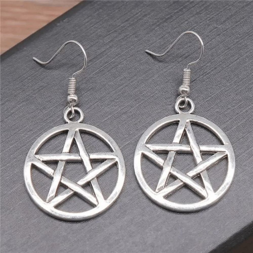 Pentagram Star Stainless Steel Dangle Earrings